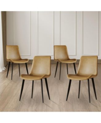 Set of 4 PU Leather Dining Chairs