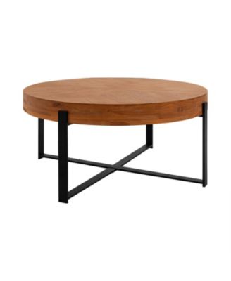 Streamdale Modern Retro Round Coffee Table, Black Cross Legs