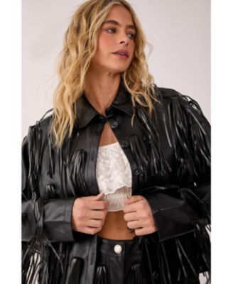 Women's Faux Leather Tassel Jacket