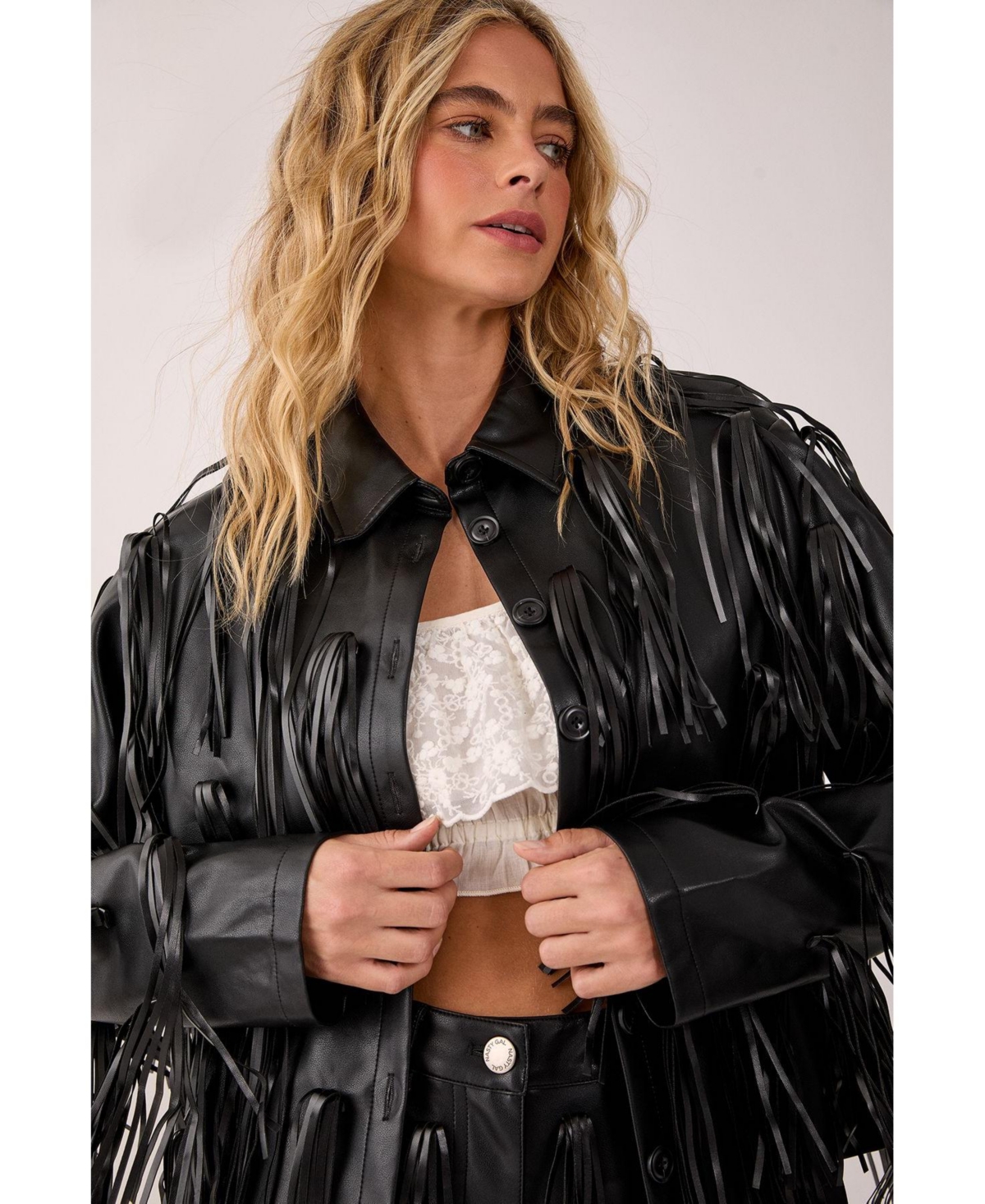Nasty Gal Women's Faux Leather Tassel Jacket