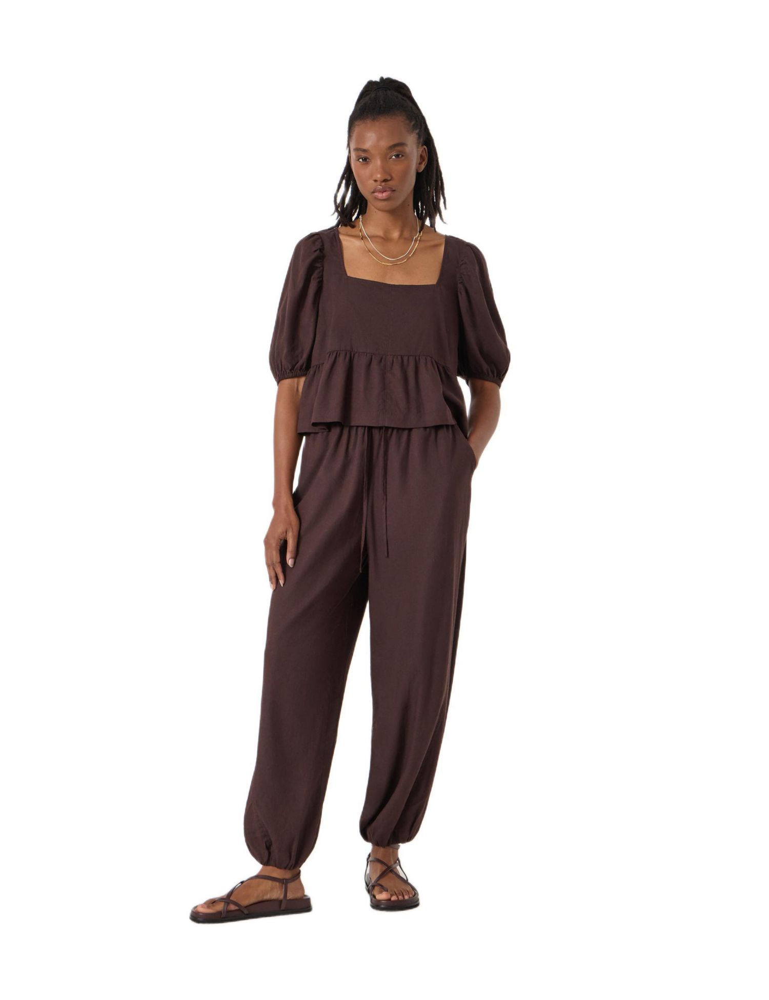 Women's Alva Puff Sleeve Linen Beach Top