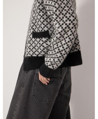 Women's Jacquard Wool Edge To Edge Cardigan