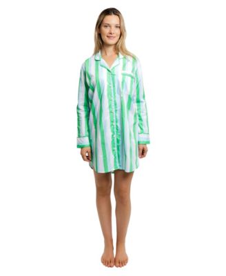 Women's Organic Cotton Poplin Button Down Pajama Night Shirt