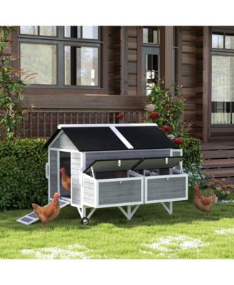 59" Chicken Coop, Chicken Tractor with Wheels, Nesting Boxes,