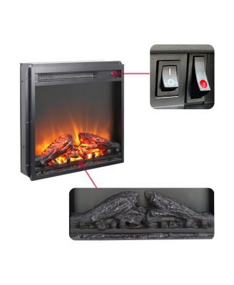 18 inch electric fireplace insert, ultra thin heater with log set & realistic flame, overheating protection