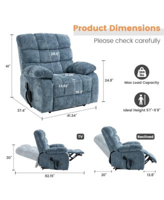Lift Recliner Chair Heat Massage Dual Motor Infinite Position with Power-Remote
