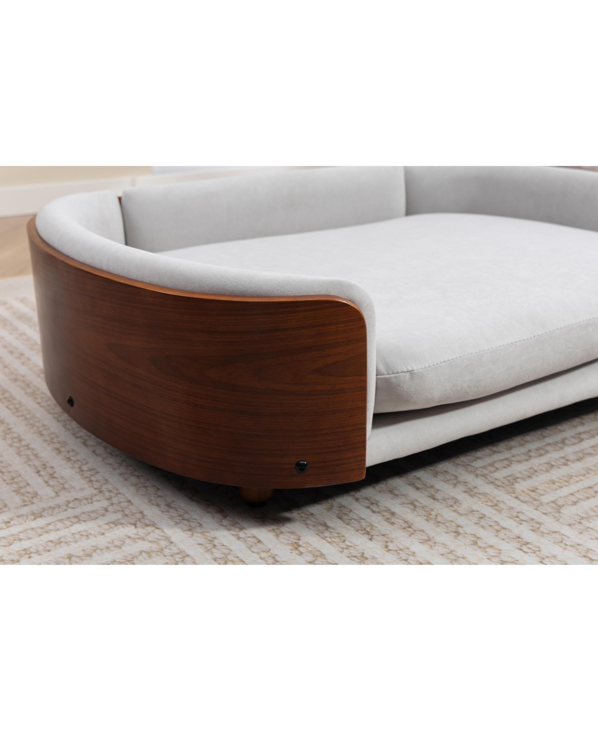 Zeus & Ruta Scandinavian Style Large Velvet Gray Elevated Cat Sofa