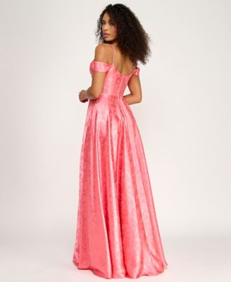 Juniors' Sweetheart-Neck Jacquard Dress
