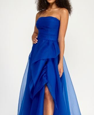 Juniors' Asymmetric Drape Strapless Ball Gown, Created for Macy's