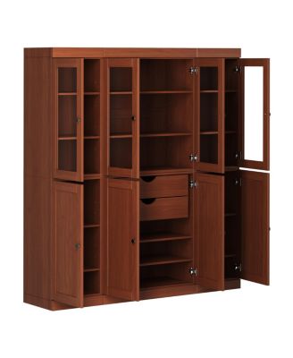 100% Solid Wood Pantry Cabinet, Shaker Doors, 2 Drawers, Adjustable Shelves, 65" Wide, 71.5" Tall