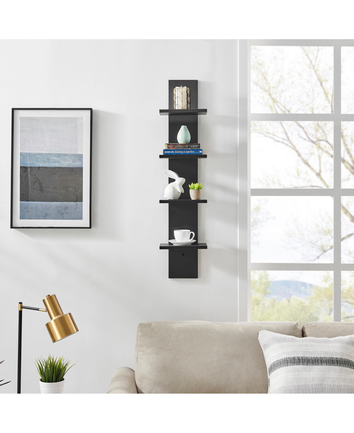 Danya B Arica Utility Column 4-Tier Spine Wall Shelves