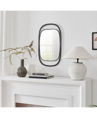 Sonya 29.6-inch Contemporary Rectangular Wall Mirror with Black Iron Frame