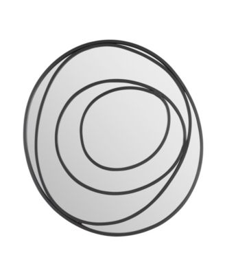 Sonya 25.5-inch Contemporary Continuous Circles Wall Mirror with Black Iron Accents