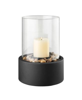 Pillar Hurricane Candleholder with Decorative Pebble Base