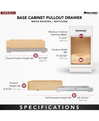 11.71" Pullout Kitchen Cabinet Drawer w/ Soft-close, 4WDB-1219SC-1