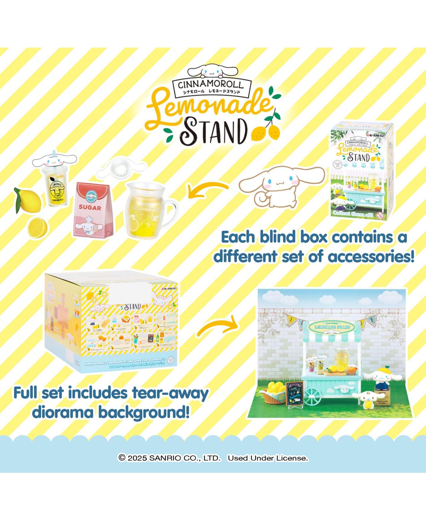 Детская фигурка Hamee Kuromi Sweet Tea Party Blind Box Mini Figurine, 14 Years & Up, цвет: Cinnamoroll's Lemonade Stand — фото 3