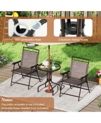 3 PCS Outdoor Bistro Dining Furniture Set with 1.57" Umbrella Hole Rippled