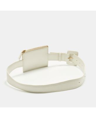 White Leather La Ceinture Carree Pouch Belt