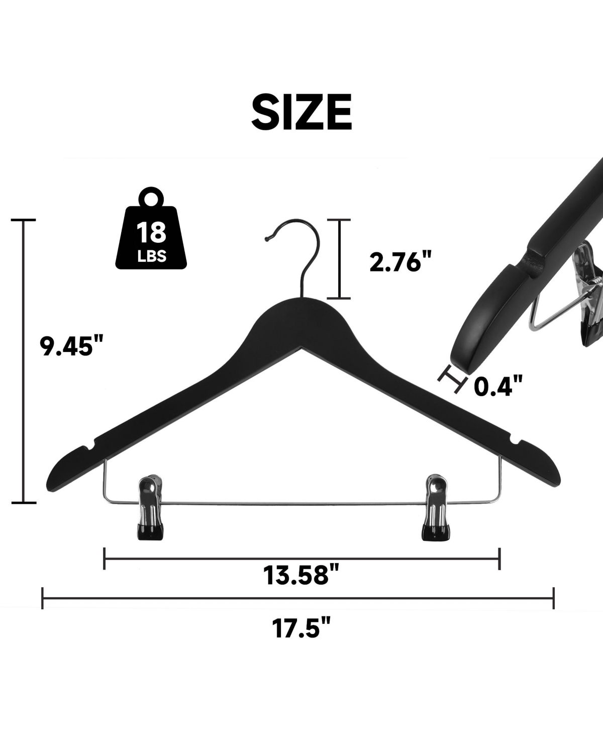 BP4U Premium Wooden Clothes Hangers with Swivel Hook – Solid Wood Skirt/Pant Clips for Suits and Coats