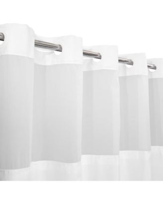 Slub Texture Shower Curtain with Snap-In Liner, and Sheer Window, 71"X74"