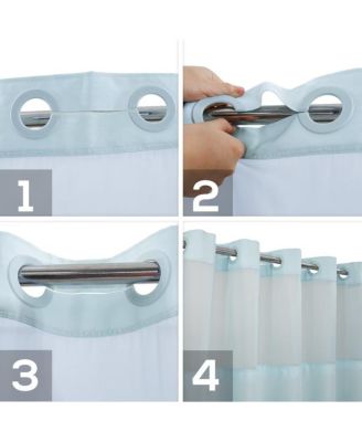 Slub Texture Shower Curtain with Snap-In Liner, and Sheer Window, 71"X74"