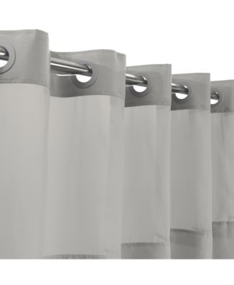 Slub Texture Shower Curtain with Snap-In Liner, and Sheer Window, 71"X74"