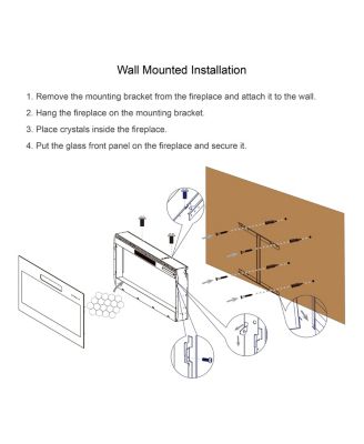 42" recessed ultra-thin wall-mounted electric fireplace with tempered glass, remote, LED heater, multi-color flame & emberbed