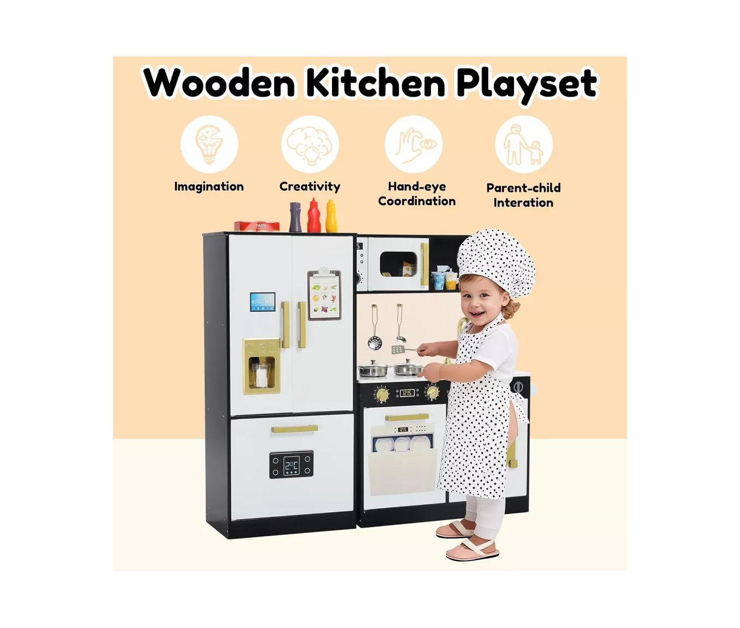 Детская игрушка Kinder King Working Ice Maker Pretend Play Kitchen, Ages 3+, цвет: Чёрный — фото 4