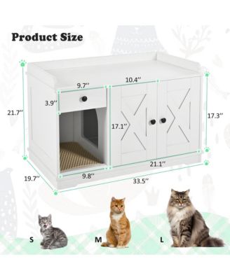 White Farmhouse Cat Litter Box Enclosure with Storage