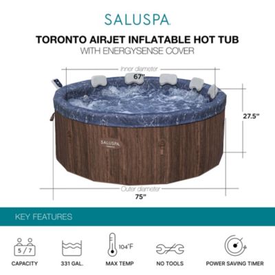 SaluSpa Toronto 5-7 Person Energy-Efficient AirJet Hot Tub, App, Brown