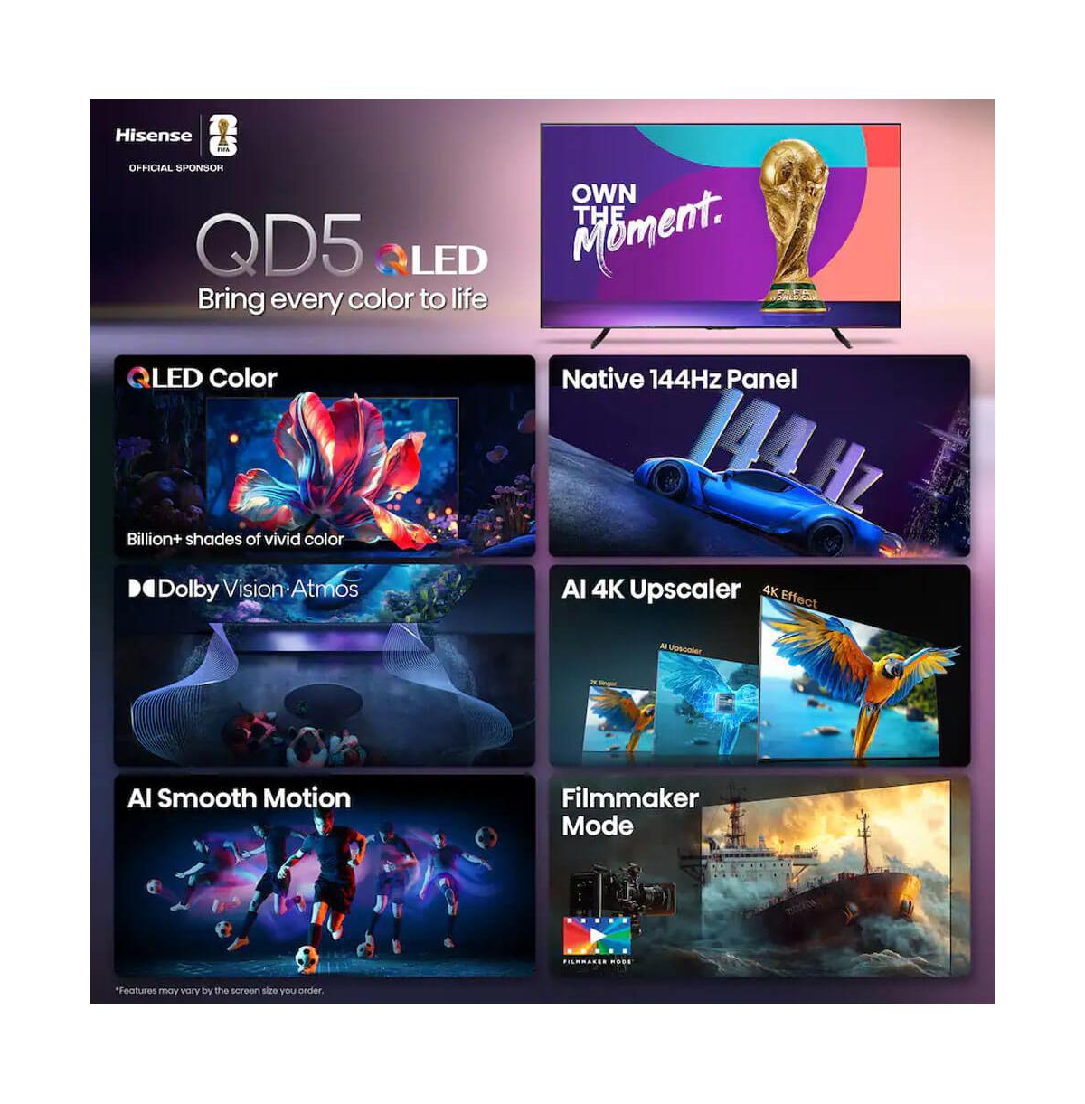 98" QD5 Series 4K Qled Smart Google Tv Quantum Dot, Dolby Vision HDR10+, Wi-Fi 6, Game Mode, Alexa/Google Compatible - 98QD5QG