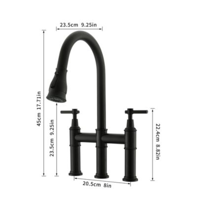 Boyelliving 3 Hole Kitchen Faucet with Pull Down Sprayer, Double Handle Kitchen Sink Faucet Brass Vintage Kitchen Faucets