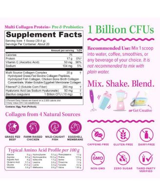 Multi Collagen Protein + Prebiotic Probiotic Powder