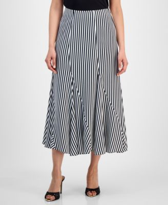 Petite Striped Midi Skirt