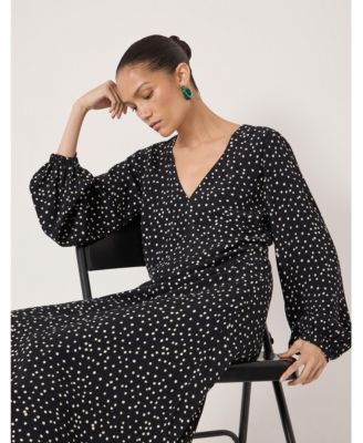 Women's V-Neck Long Sleeve Crepe Dress