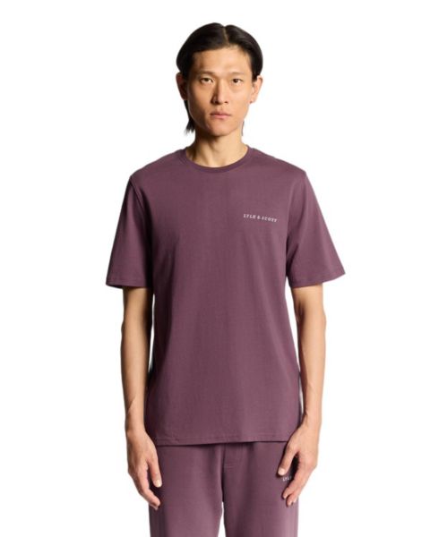 Мужская футболка Lyle & Scott Script Long Sleeve, цвет: Тёмно-бордовый