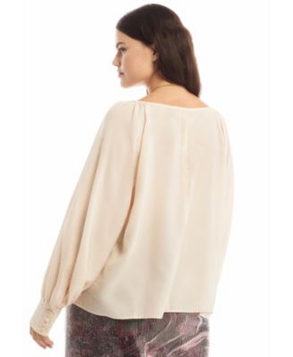 Women's Plus Size Boat Neck Balloon-Sleeve Blouse