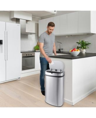 18 Gallon Stainless Steel Oval Motion Sensor Trash Can for Kitchen
