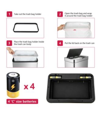 18 Gallon Stainless Steel Rectangular Motion Sensor Trash Can for Kitchen