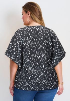 Women's Flutter Sleeve Keyhole Blouse