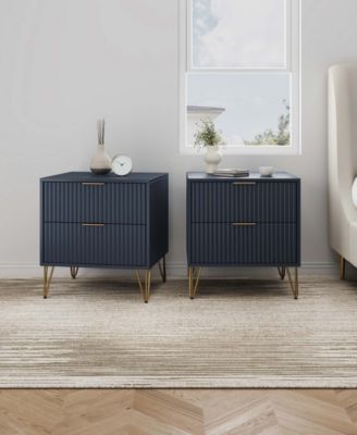 Dumbo Fluted 2-Drawer Wood Nightstand, Set of 2