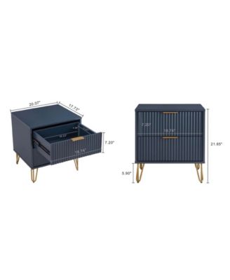 Dumbo Fluted 2-Drawer Wood Nightstand, Set of 2