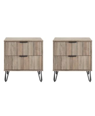 Dumbo Fluted 2-Drawer Wood Nightstand, Set of 2