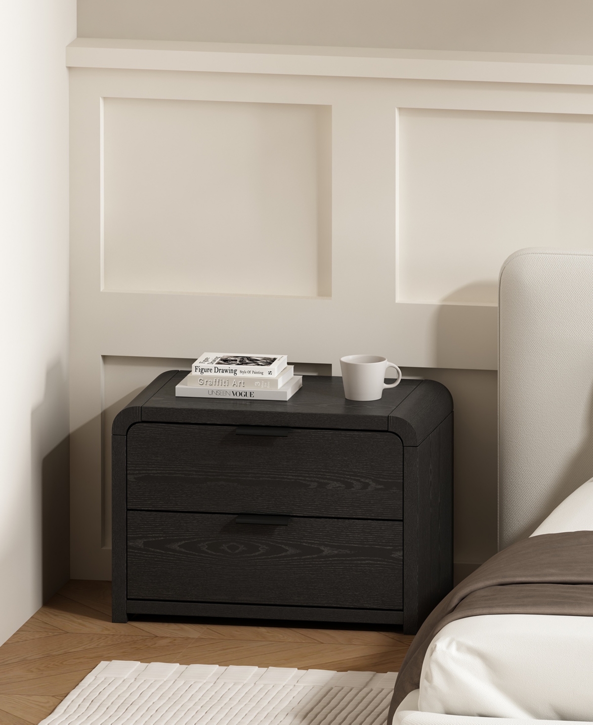 Manhattan Comfort Grace 28" Wood 2-Drawer Nightstand