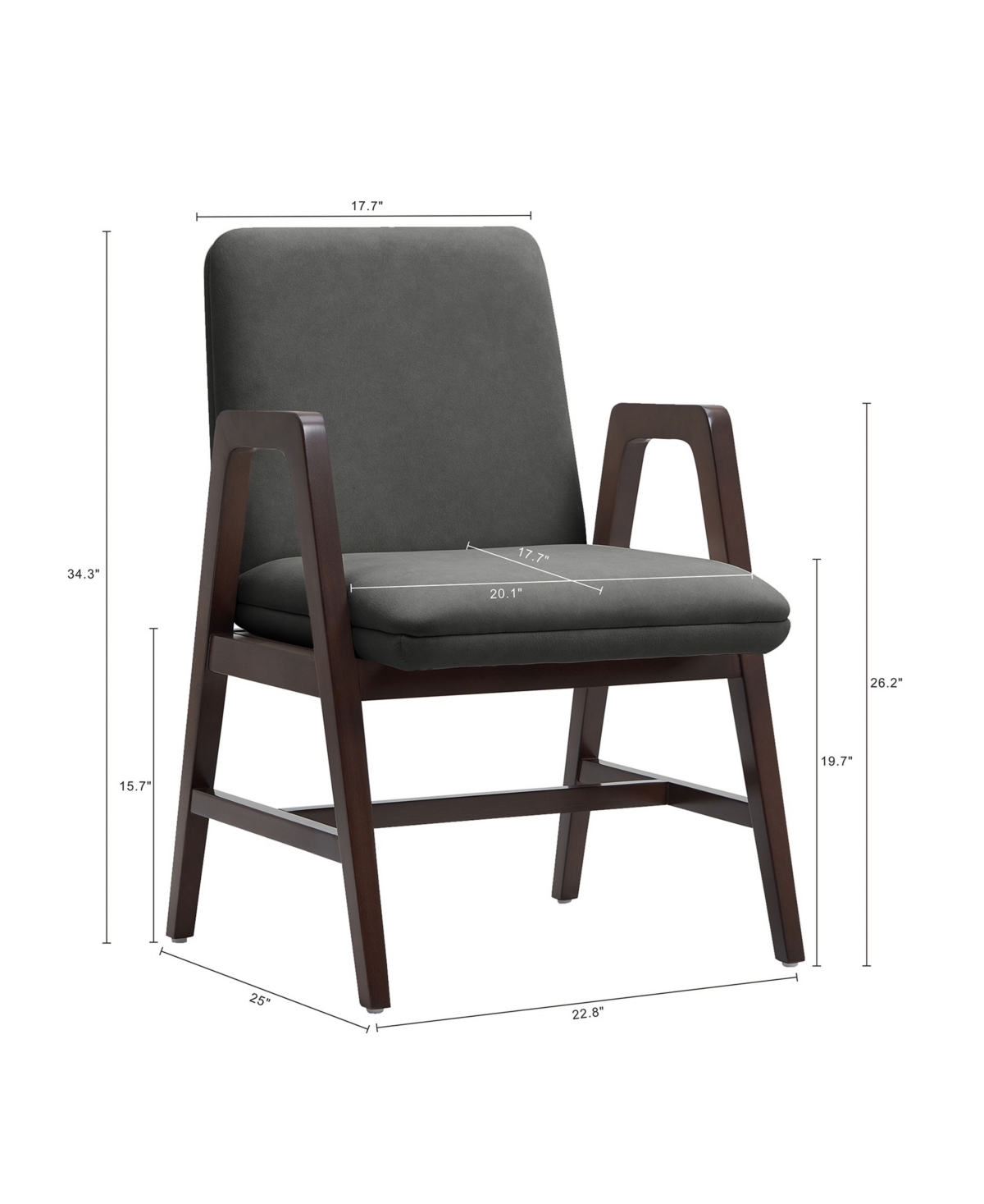 Manhattan Comfort Stella Velvet Upholstered 23" Beech Wood Dining Armchair