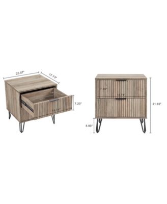 Dumbo Fluted 2-Drawer Wood Nightstand, Set of 2