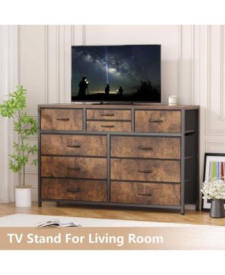 10-Drawer Modern Fabric Dresser for Bedroom, Large Storage Chest, 45" TV Stand, Living Room, Hallway Organizer