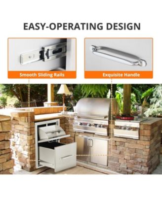 Outdoor Kitchen Drawers, Stainless Steel with Paper Towel Holder, Smooth Glide, Durable BBQ Storage