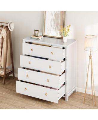 4-Drawer White Tall Dresser, 37" Chest for Closet, Clothes Storage Cabinet, Drawer Organizer for Bedroom, Home Office