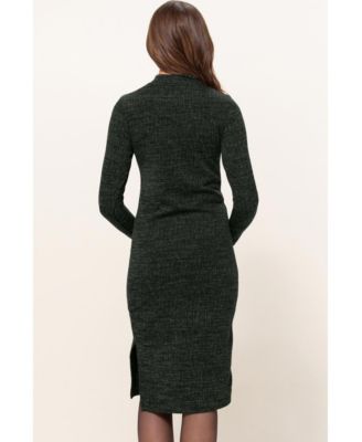 Maternity Mock Neck Long Sleeve Side Slit Sweater Dress